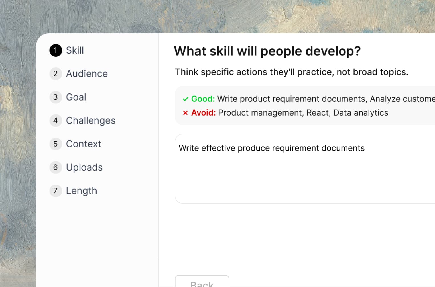 One Course AI course builder interface